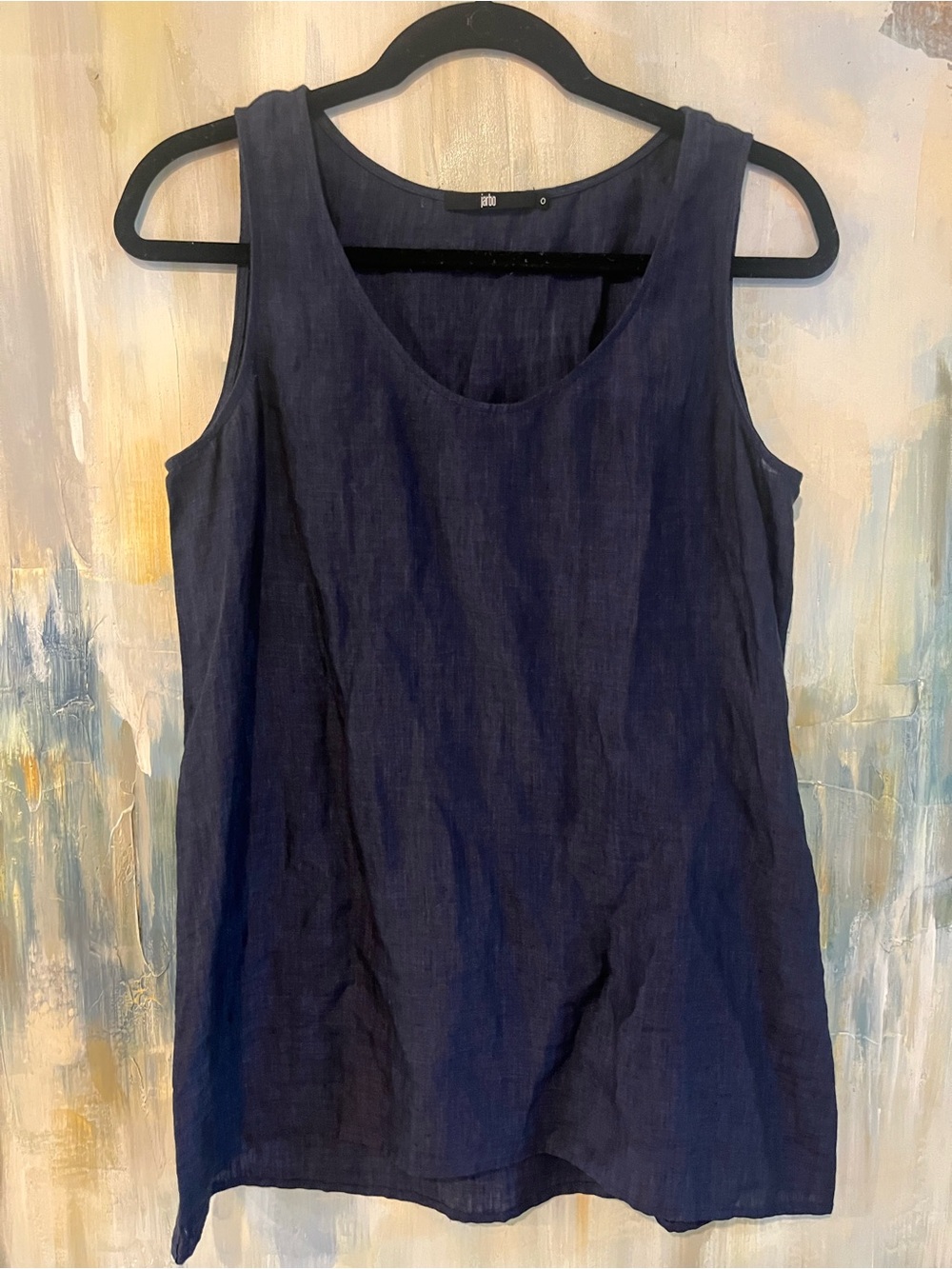Jarbo Navy 100% Linen Sleeveless Tunic Top Size 0